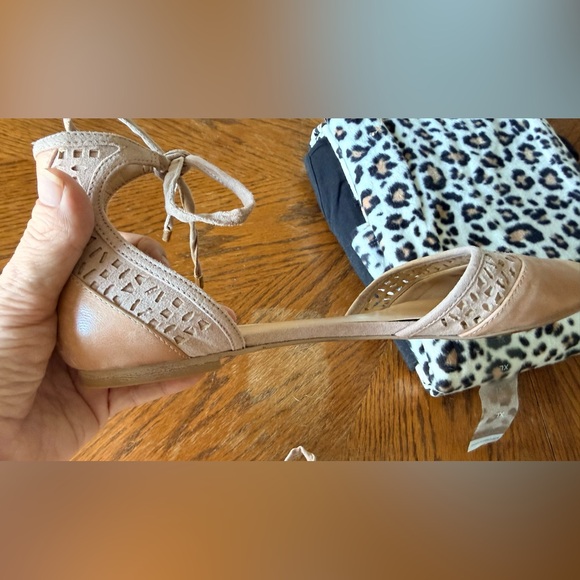 Franco Sarto Natural Leather and Suede Flats with Ankle Tie, 8 - Picture 6 of 13